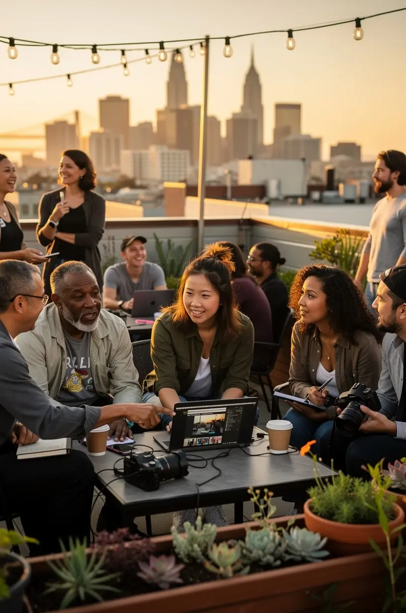 Community members sharing diverse cultural stories together